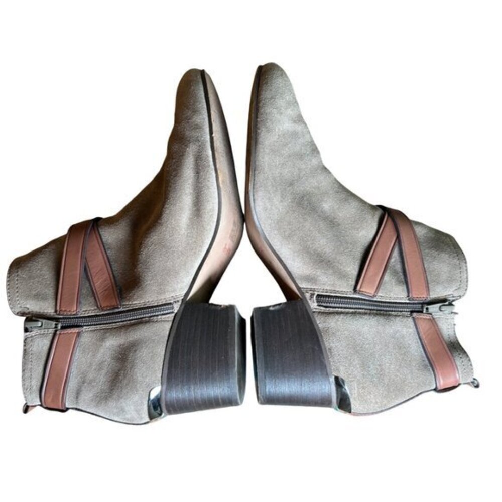 COACH Womens Taupe Bootie Pauline Size 9 M Leather Ankle Boots Suede Strappy - Picture 8 of 16